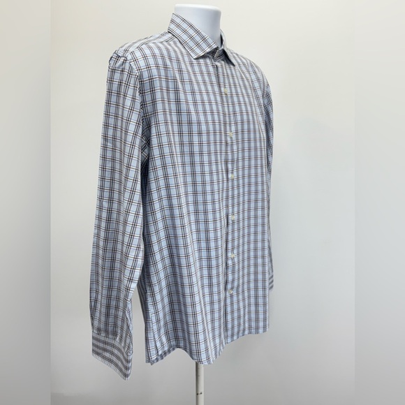 BLACK LABEL for SAKS 5th AVE. Men’s Blue plaid long sleeve button down size M. - Picture 6 of 12